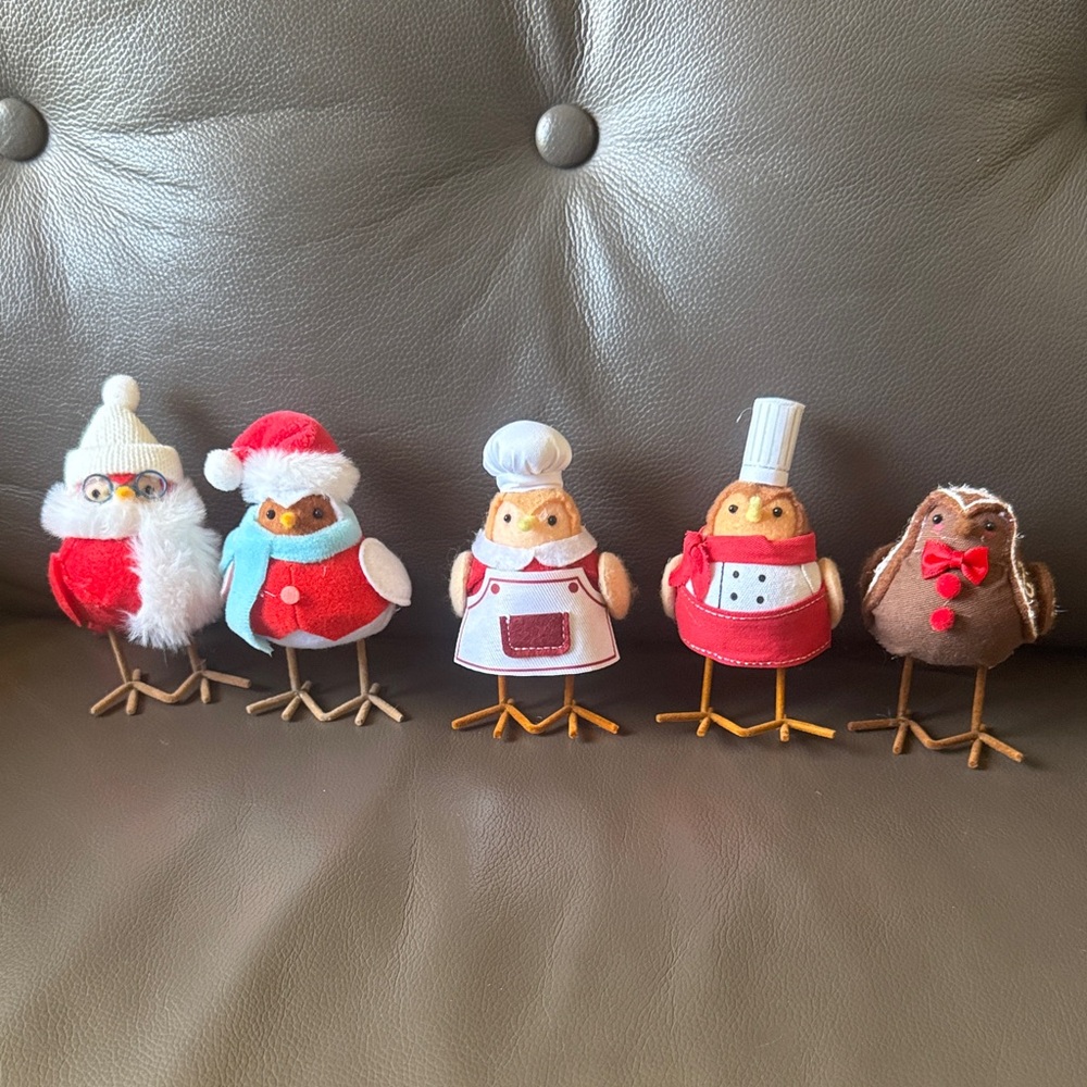 Feathery Friends from Target 5 mini Birds Gingerbread Cook Santa miniature birds